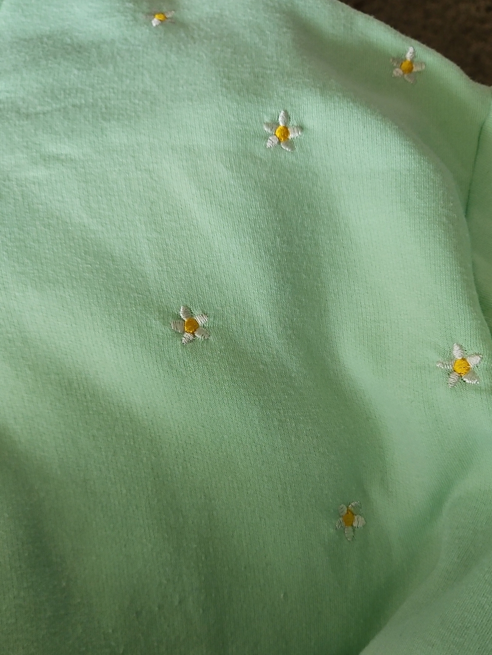 Sew In Love Lime Green Daisy Embroidered Crewneck Sweatshirt, Large